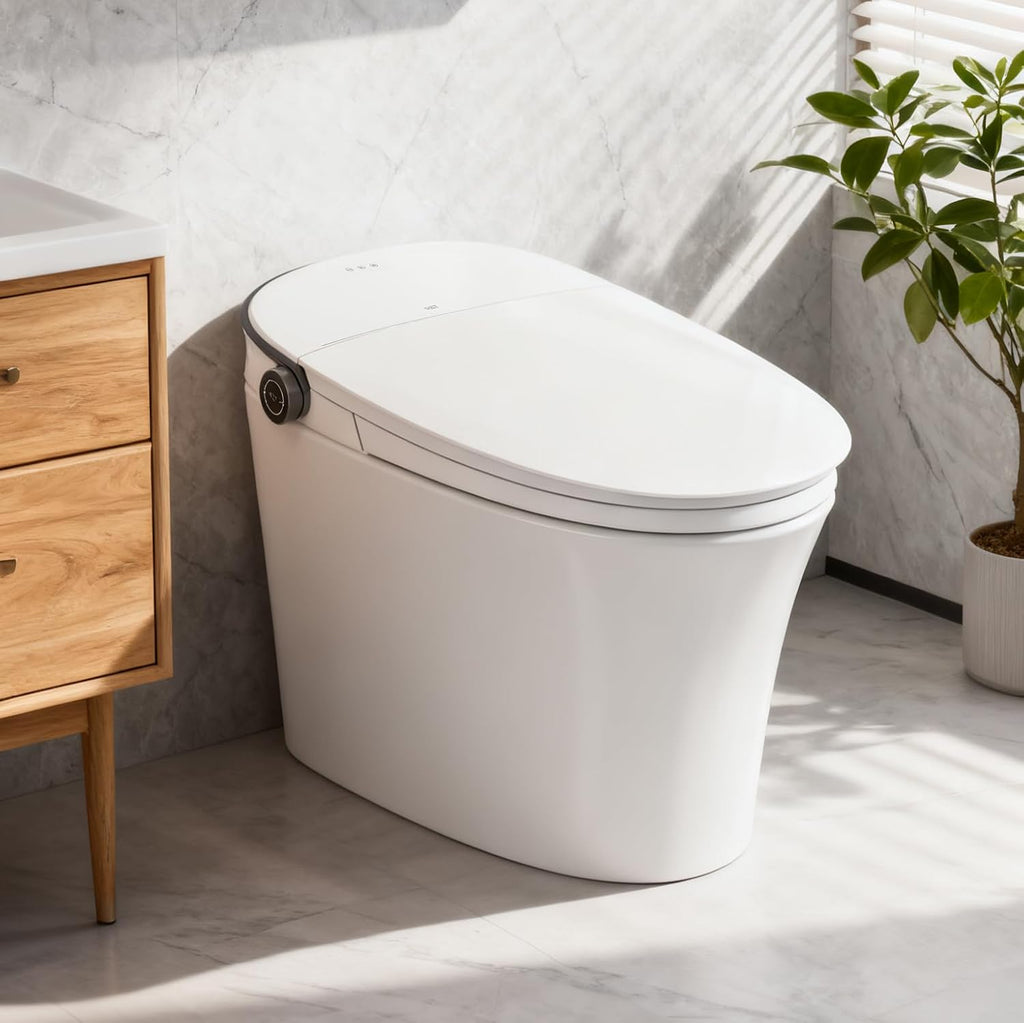 R&T FA59-T Smart Toilet – Auto Open & Flush, Heated Seat, Warm Water Bidet, Air Dryer, Dual Flush (1.1/1.6 GPF), Deodorizer, Night Light, Power Outage Flush, 2-User Presets