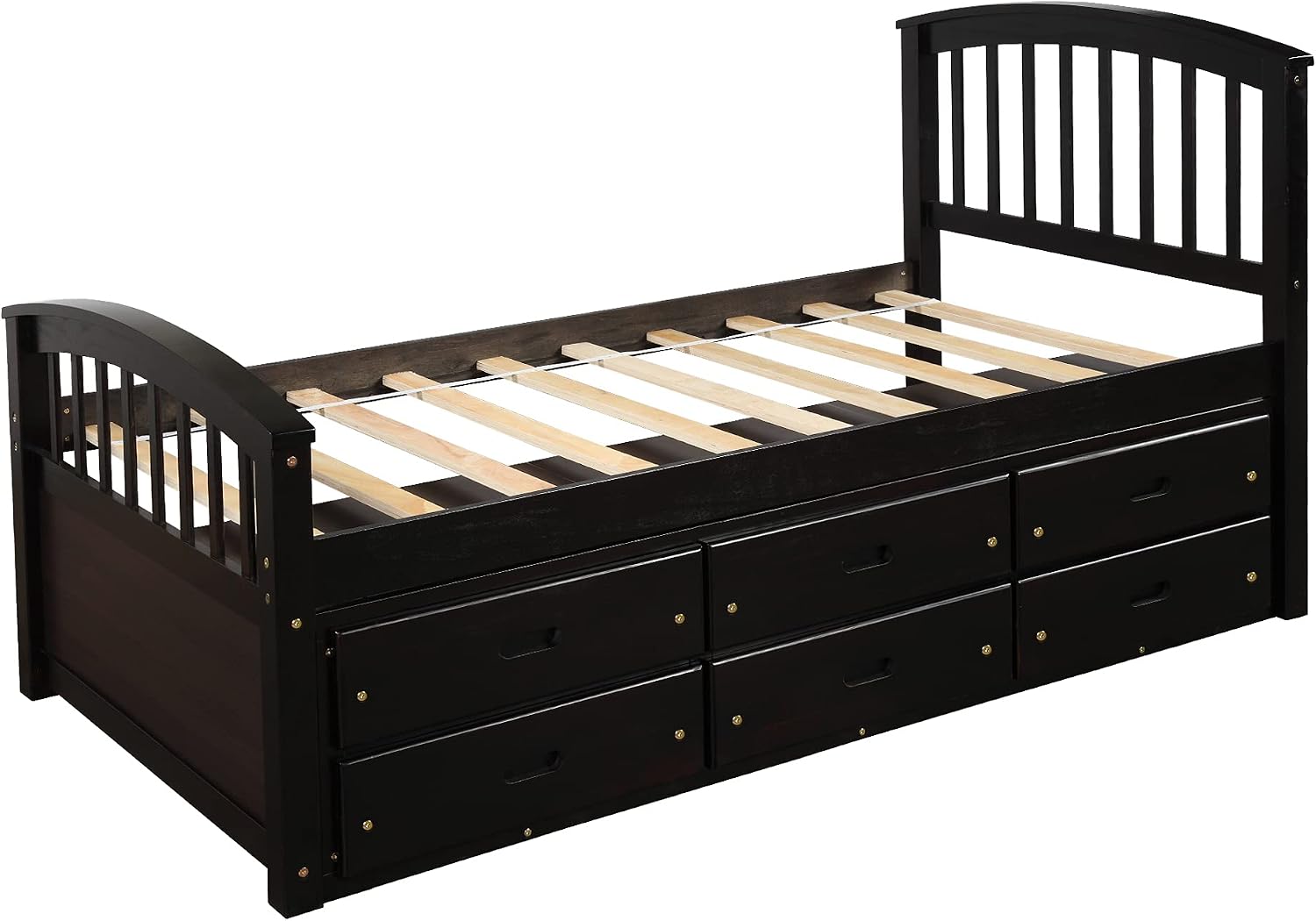Merax Twin Size Platform Storage Bed Solid Wood Bed with 6 Drawers
