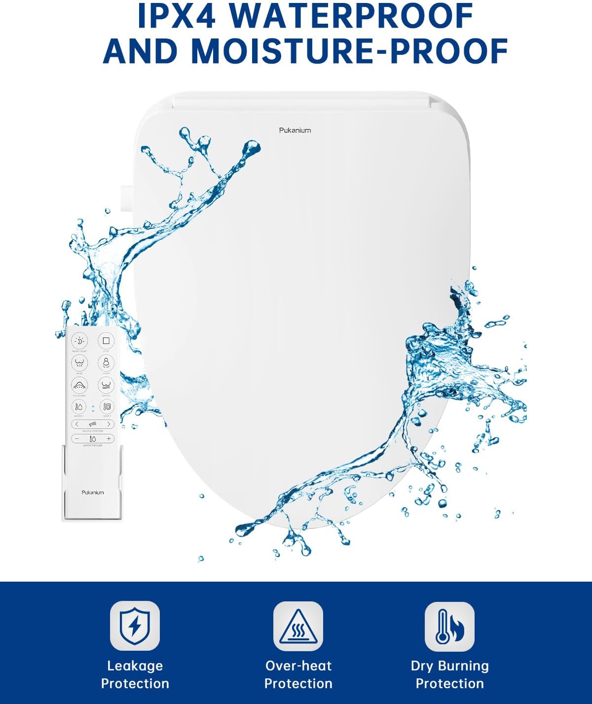 Heated Smart Toilet Seat with Feminine Wash & Dryer, Elongated Bidet with Adjustable Water Temperature, Pressure & Nozzle Position, Easy Installation & Soft-Close Lid for Modern Bathrooms