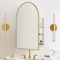 TEHOME 20 x 30'' Brush Gold Arched Bathroom Medicine Cabinet with Mirror Recessed and Surface Mount Medicine Cabinet Mirror