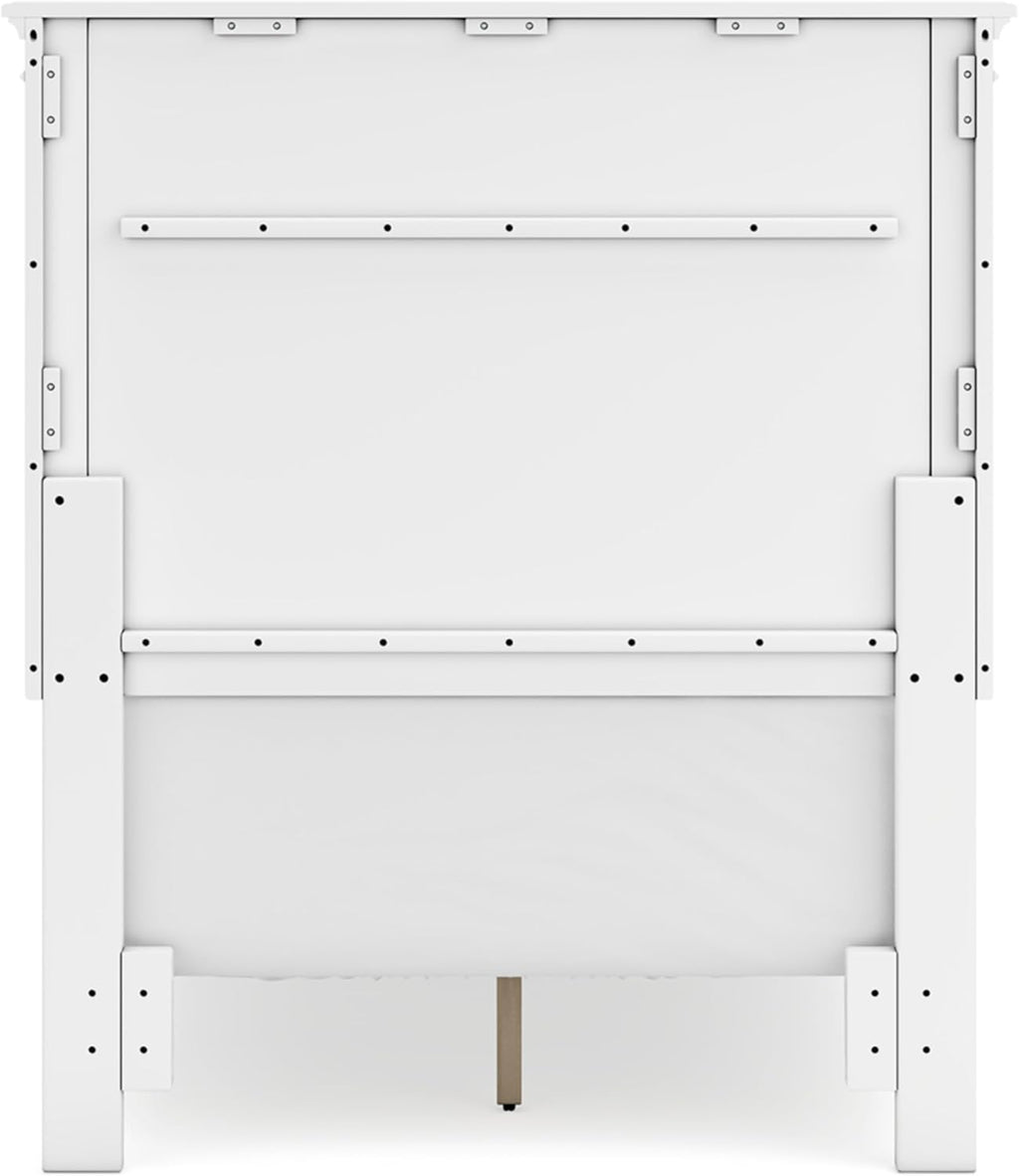 Signature Design by Ashley Fortman Transitional Twin Panel Bed with Tapered Feet, Foundation or Box Spring Needed, White