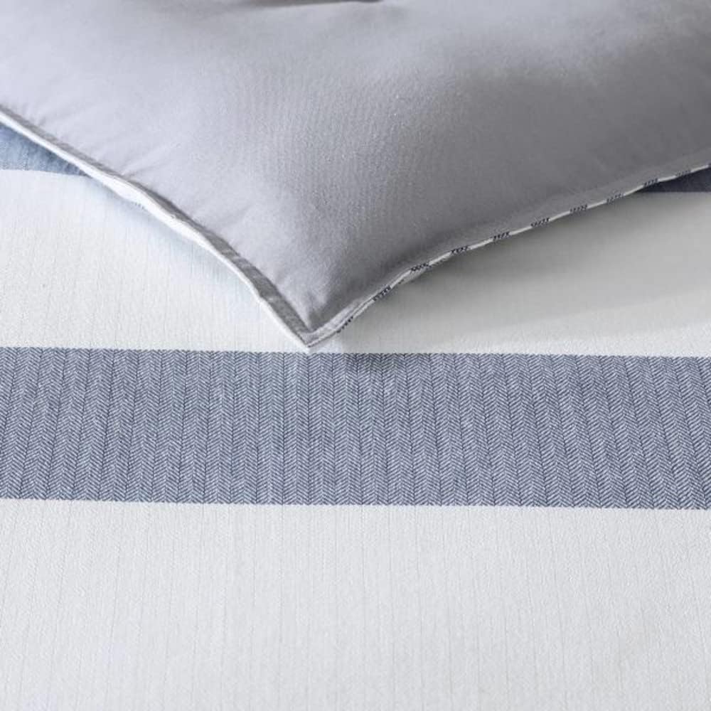 Nautica - King Comforter Set, Soft Yarn-Dyed Cotton Bedding, Medium Weight for Year Round Use, 3 Piece Bed Set with Matching Pillowcases (Fairwater Blue)