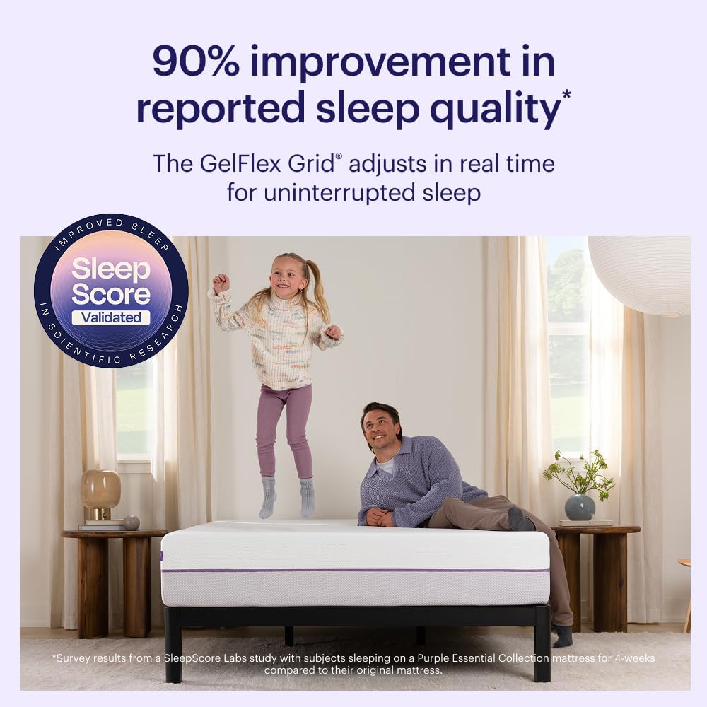 Purple Mattress – Cal King, 9.25' GelFlex Grid, Better Than Memory Foam, Pressure Relief, Temperature Neutral, Breathable, Motion Isolation, Made in USA
