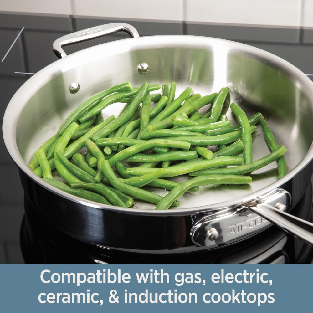 All-Clad Stainless Steel 12-inch Frying Pan, Silver Stainless Steel Sauce Pan, 3qt. Silver