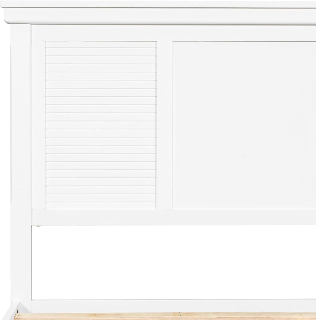 Christopher Knight Home Todie Modern Queen Size Bed Frame with Headboard, Wooden Queen Size Platform Bed Frame, Farmhouse Queen Size Bed Set, No Box Spring Needed, Easy Assembly, White