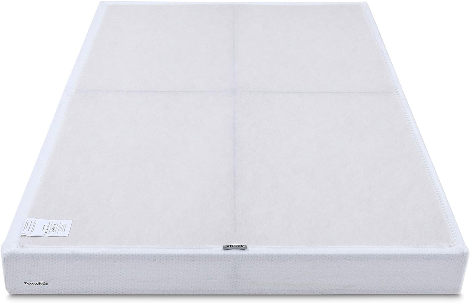 Amazon Basics Smart Box Spring Bed Base, 5-Inch Low Profile Height Mattress Foundation, Sturdy Durable Steel Support, Tool-Free Easy Assembly, Queen, 79' x 59.5' x 5', White