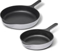 Caraway Cast Iron Skillet Set - 8' & 10.5' Enameled Cast Iron Pan With 3 Layer Enamel Coating - No Seasoning Required - Compatible With All Stovetops - Free From Forever Chemicals - Gray