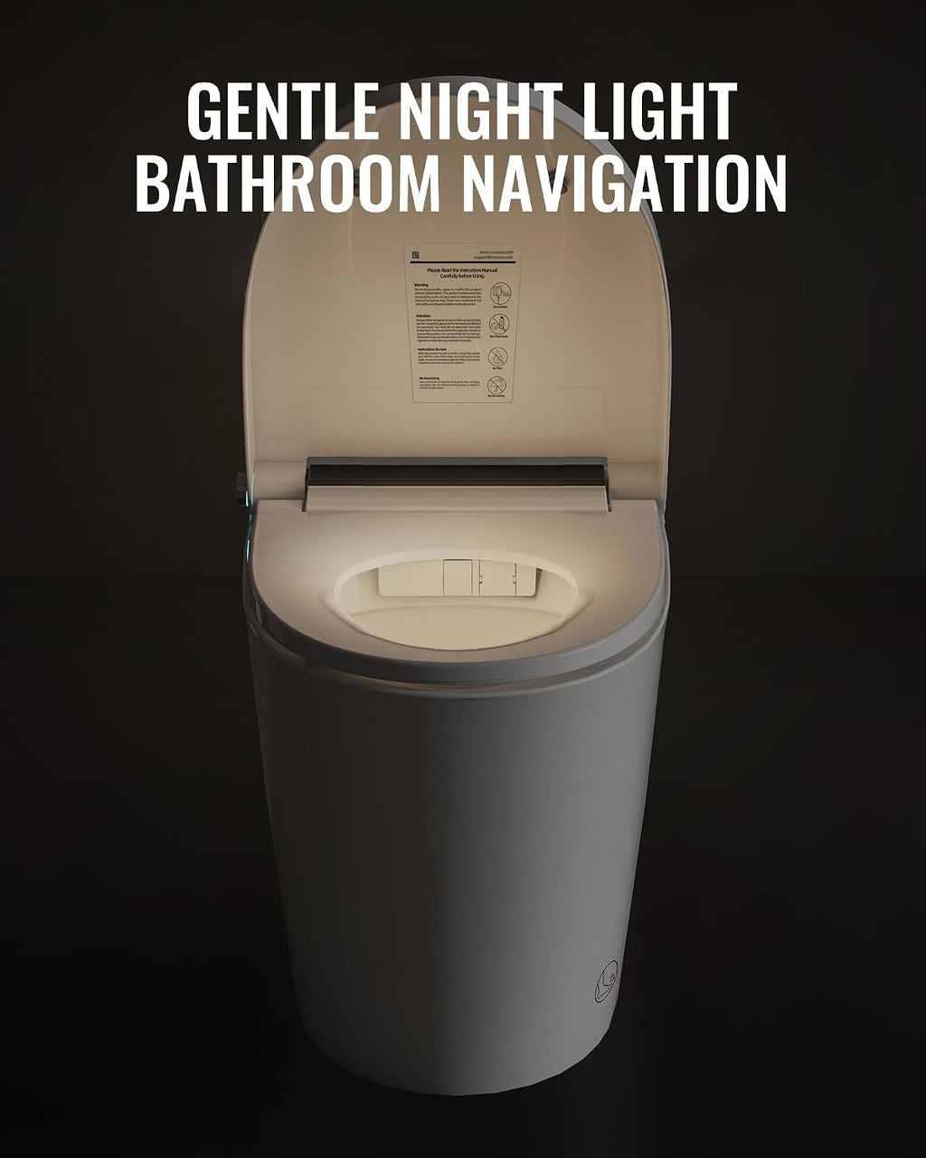 LW Smart Toilet without Bidet, One Piece Elongated Modern Toilets for Bathrooms, Built-in Electric Pump & Water Tank, Heated Seat, Auto Flush, Foot Sensing Flush, Night Light, Blackout Flush, White