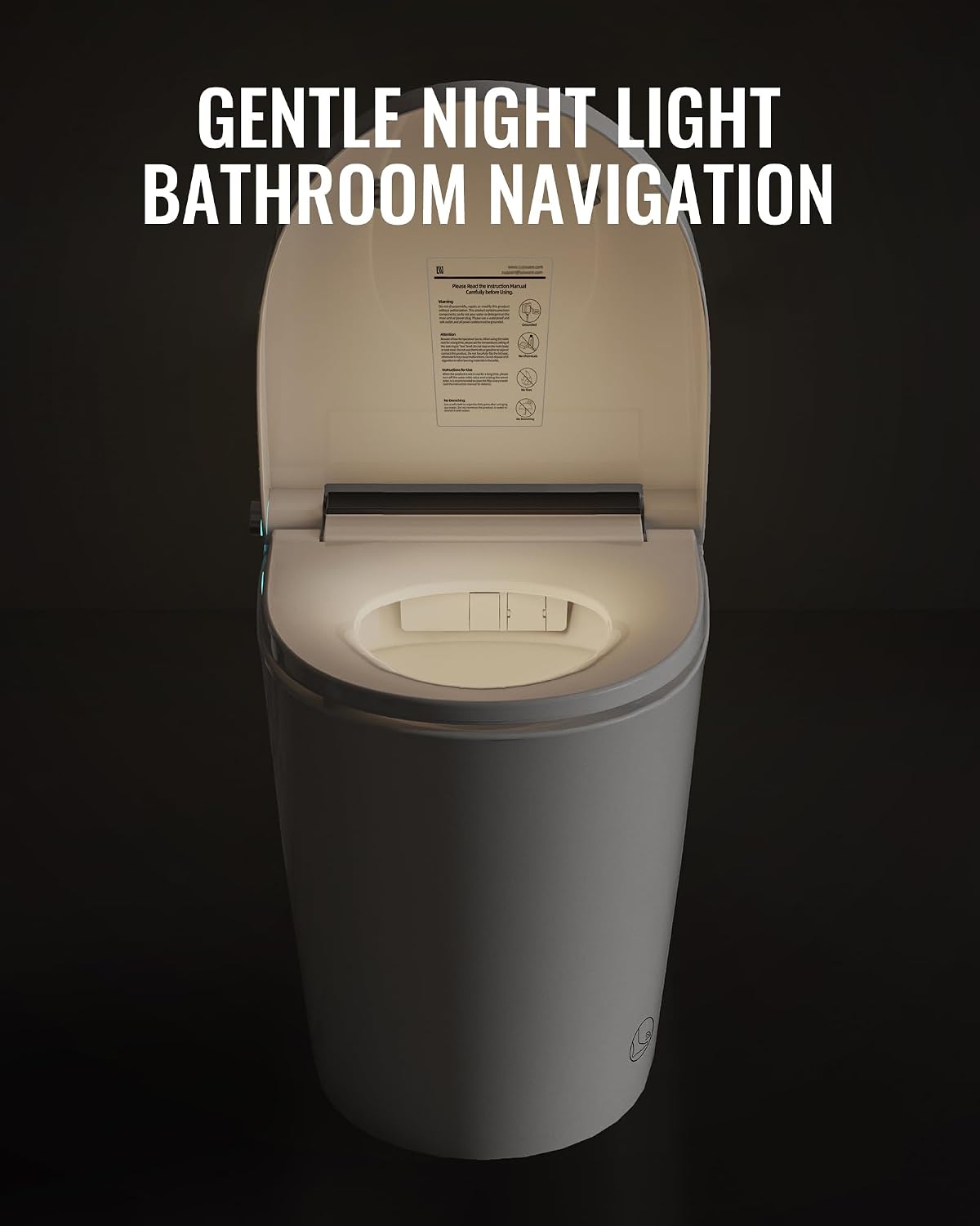 LW Smart Toilet without Bidet, One Piece Elongated Modern Toilets for Bathrooms, Built-in Electric Pump & Water Tank, Heated Seat, Auto Flush, Foot Sensing Flush, Night Light, Blackout Flush, White