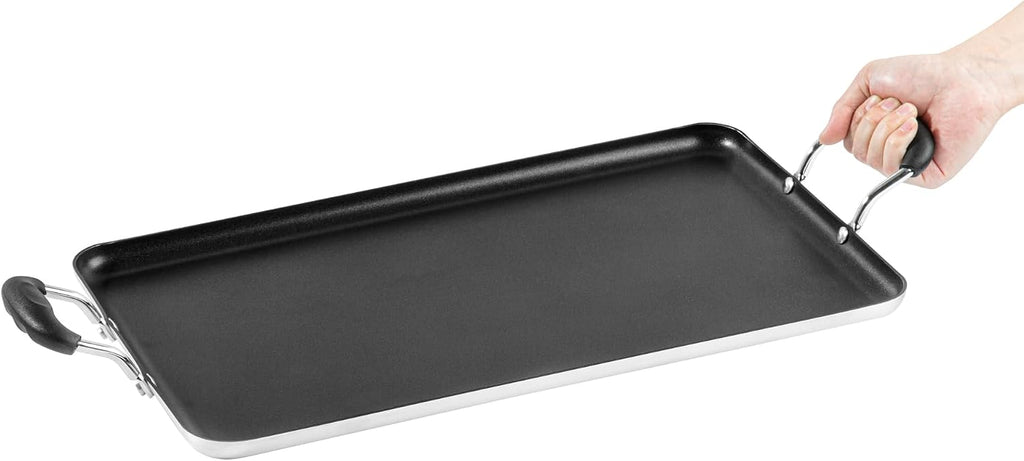 Restaurantware-Met Lux 19 x 11.7 Inch Double Burner Griddles, 10 No-Stick Flat Top Grills - Cool Touch Handles, Compatible With Gas And Electric, Aluminum Griddle Pans, Even-Heating, For Eggs