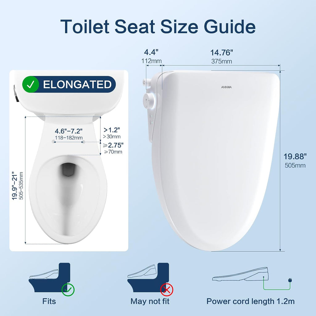 Smart Bidet Toilet Seat with Remote, Adjustable Heated Seat&Air Dryer, Endless Instant Warm Water, Multiple Spray Modes, Stainless Steel Nozzle, Soft Close, Deodorizer, 3D Curved(AMZ-US-NKH3101-NA)