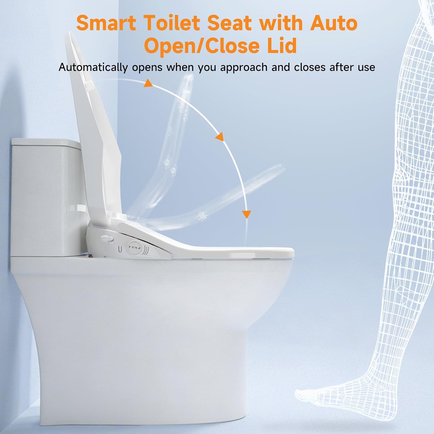 Toilet Bidet Seat with Auto Open/Close Lid, Smart Toilet Seat Elongated, Slow Close Electric Heated Toilet Seat With Instant Warm Water & Dryer, Feminine & Front Rear Wash, Self-Clean, Nightlight