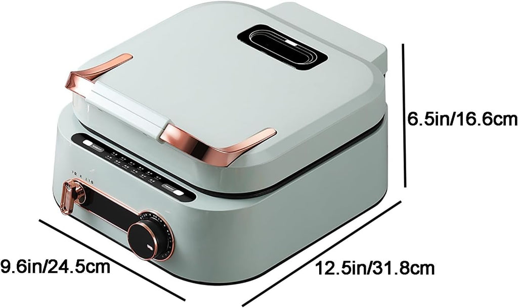 Electric Baking Pan, Smokeless Indoor Electric Frying Pans, 1800W Multifunctional Nonstick Coating Electric Grill Pan, for Hotpot BBQ(Green)