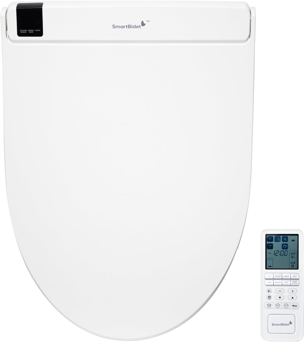 SmartBidet® SB-3000 Electric Smart Bidet Toilet Seat for Elongated Toilets with Remote Control with Screen, Unlimited & On Demand Warm Water