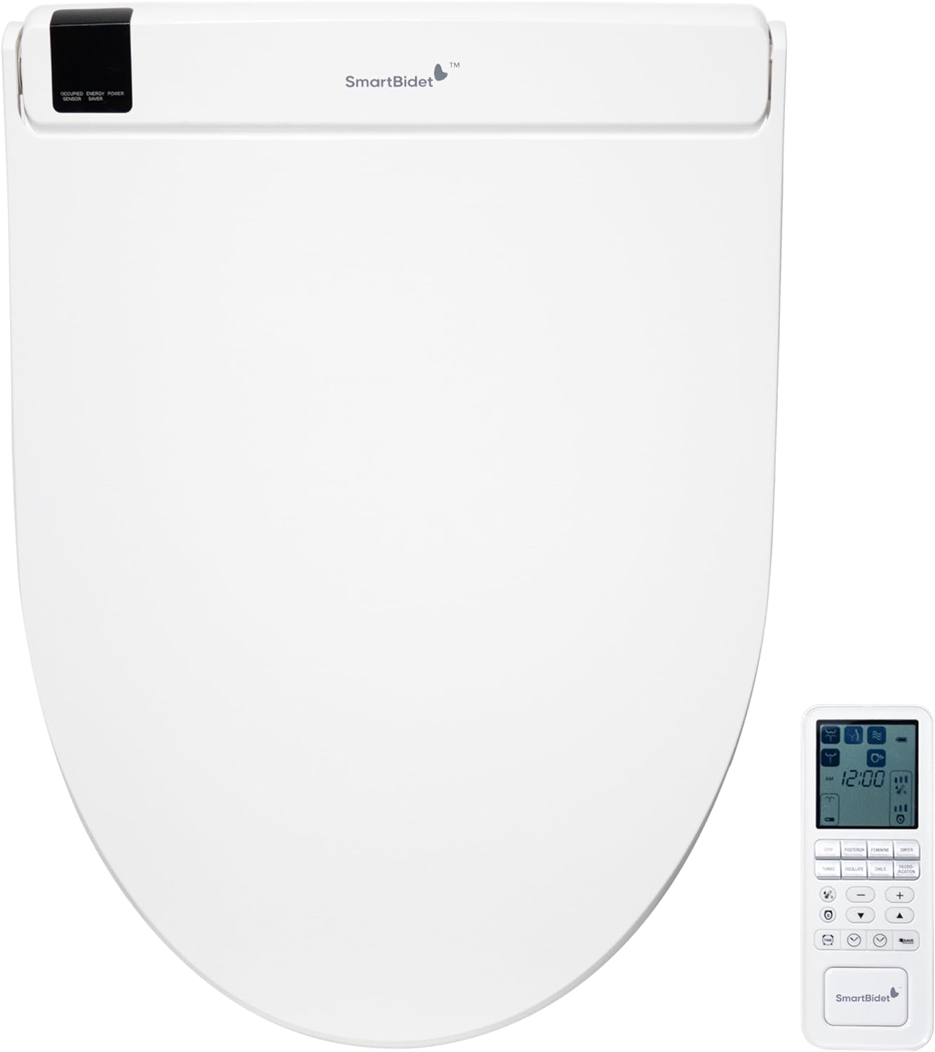 SmartBidet® SB-3000 Electric Smart Bidet Toilet Seat for Elongated Toilets with Remote Control with Screen, Unlimited & On Demand Warm Water