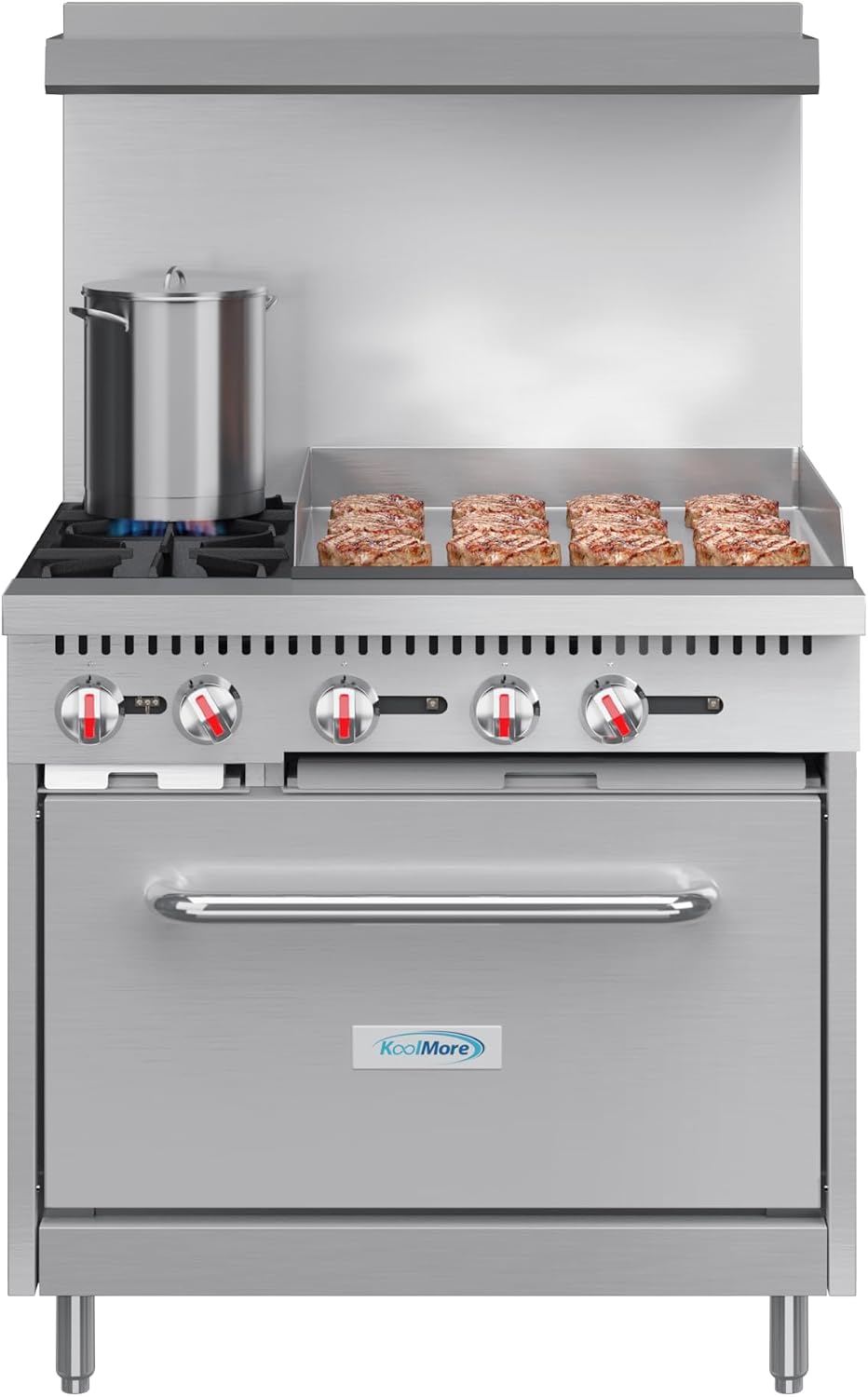 KoolMore 36 in. 2 Burner Commercial Liquid Propane Range with 24 in. Griddle (KM-CRG36-LP)