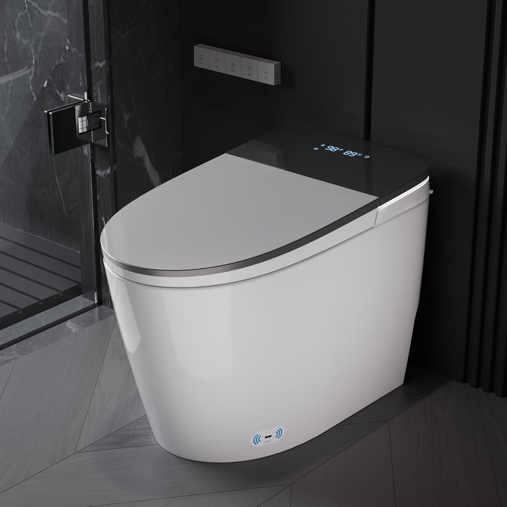 DeerValley Smart Toilet with Bidet Built in, Voice Control, Spa Wash, Auto Open/Close, Pump Assisted, Water Filter, Foam Shield, Dryer, Deodorization, ADA Height Japanese One-Piece Toilet for Bathroom
