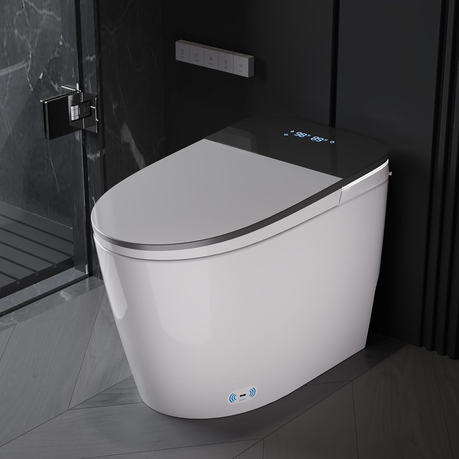 DeerValley Smart Toilet with Bidet Built in, Voice Control, Spa Wash, Auto Open/Close, Pump Assisted, Water Filter, Foam Shield, Dryer, Deodorization, ADA Height Japanese One-Piece Toilet for Bathroom