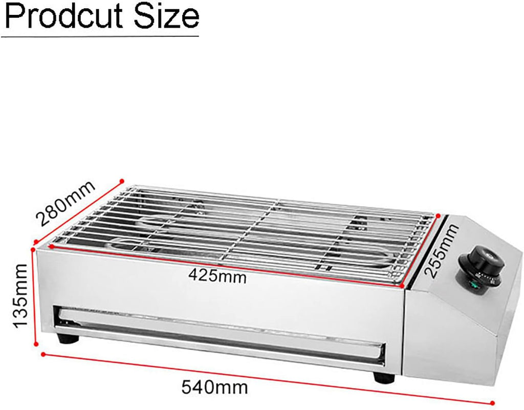 2600W Electric BBQ Grill Commercial and Home Use Countertop Stainless Steel Barbecue Griddle Smokeless Portable Cooking Oven for Indoor Outdoor Picnic
