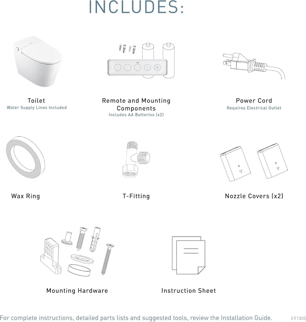 Moen 3-Series White Tankless Bidet, One Piece Elongated Toilet with Remote Control, ET1300