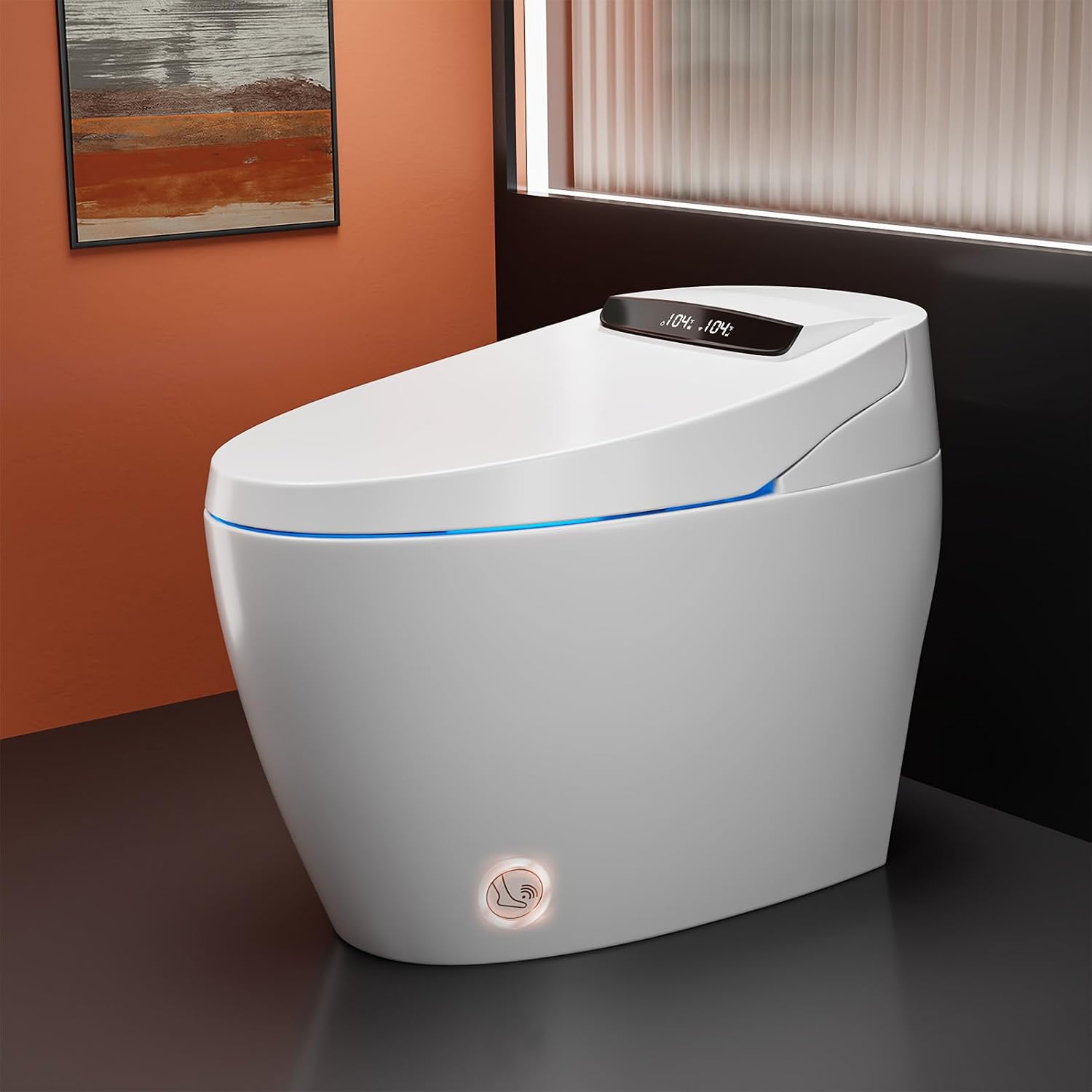 Smart Toilet with Bidet Built In,One Piece Bidet Toilet with Foam Shield,Elongated Tankless Toilet with LED Display,Auto Open/Close Lid,Heated Bidet Seat,Warm Water & Dryer