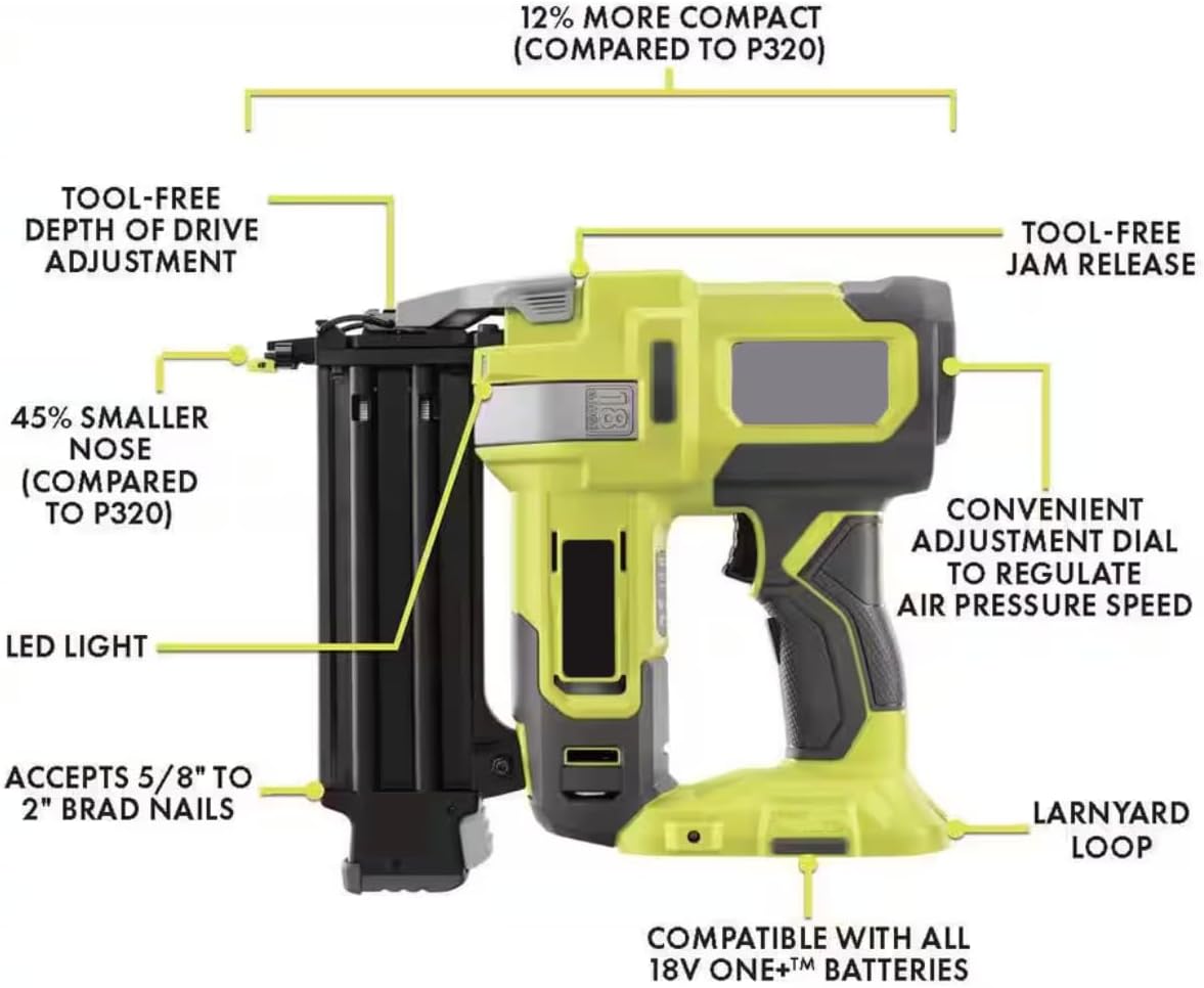 P321-PCL525B Fits for RYOBI 18V 18-Gauge Cordless AirStrike Brad Nailer with Cordless Jig Saw