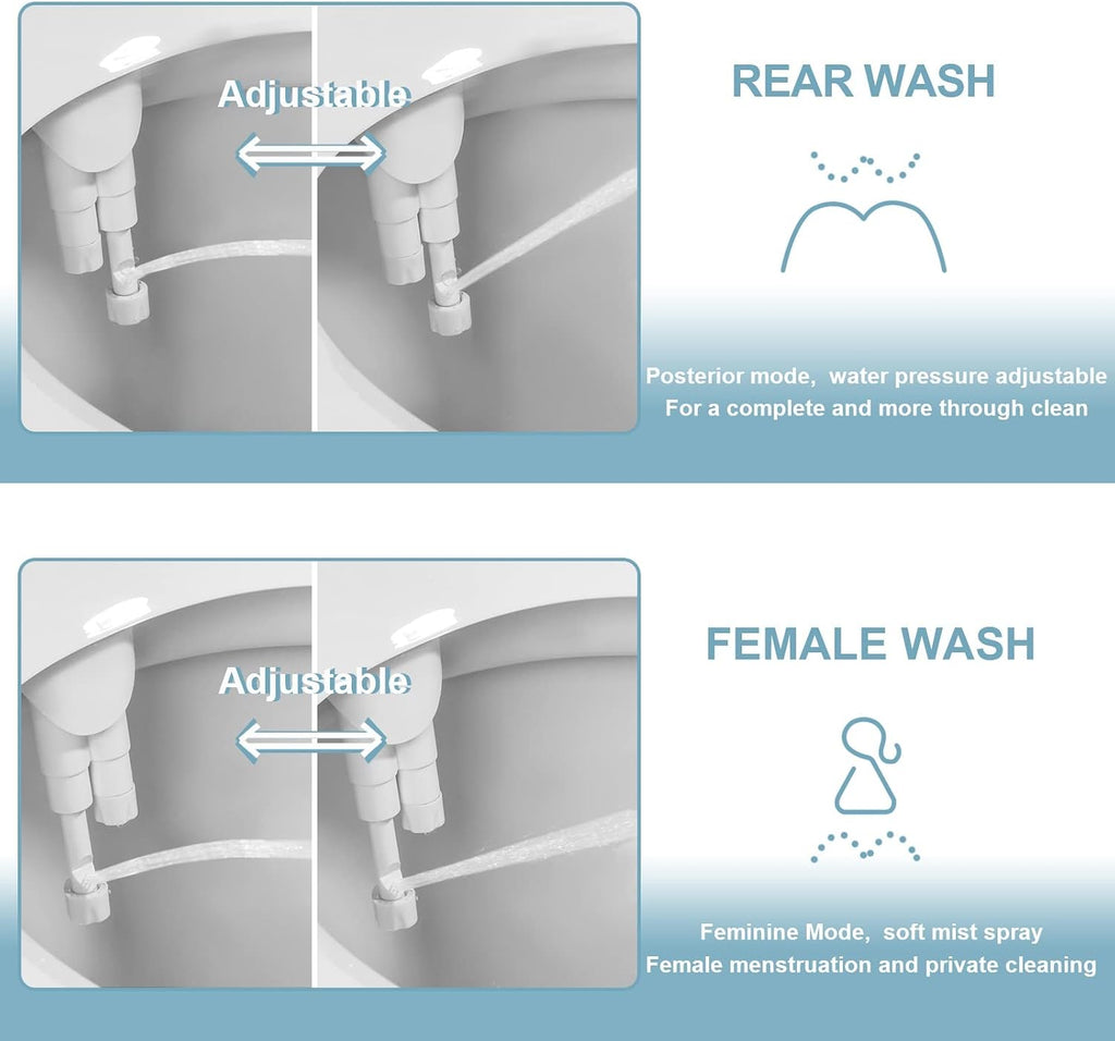 Non Electric Bidet Attachment for Toilet Seat Adjustable Water Pressure Nozzle Bidet Sprayer BBCBBZ