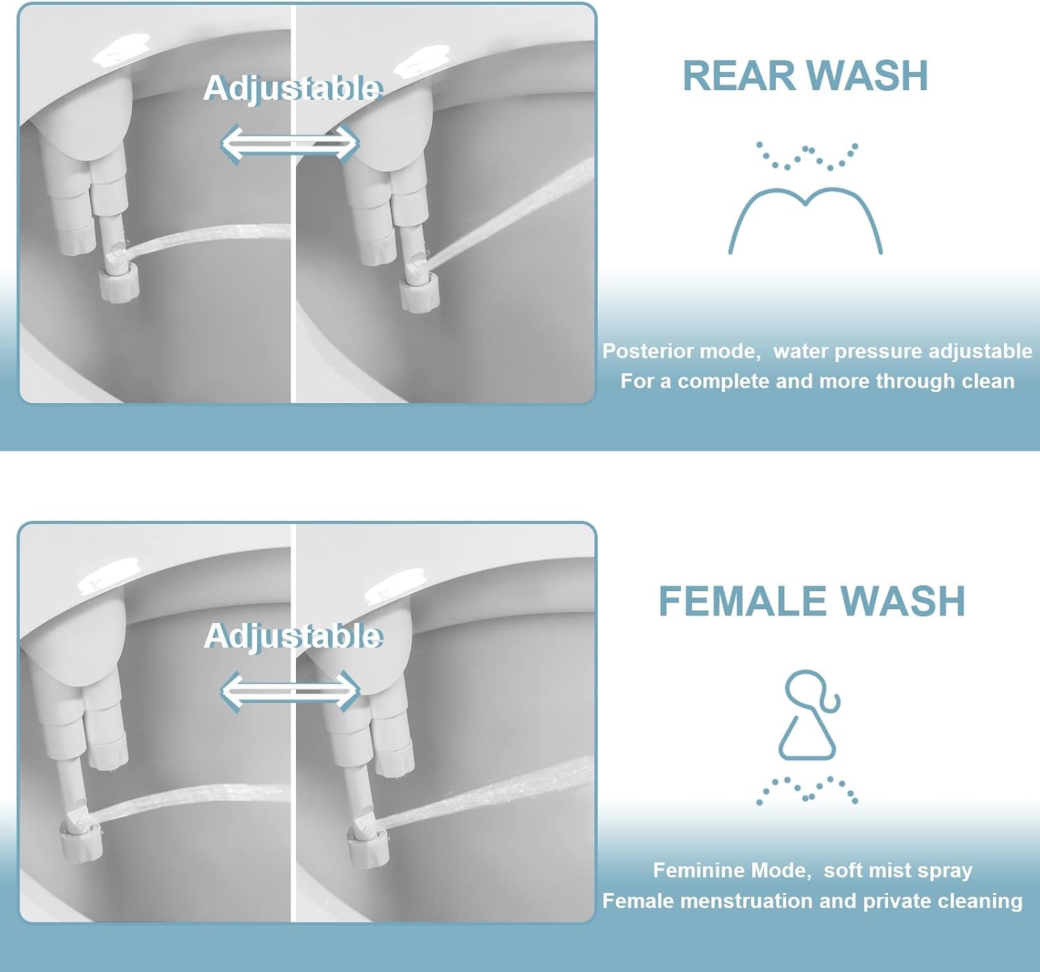 Non Electric Bidet Attachment for Toilet Seat Adjustable Water Pressure Nozzle Bidet Sprayer BBCBBZ