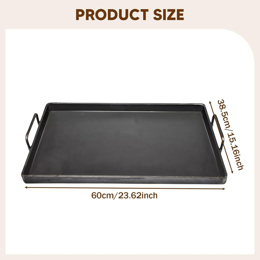 Grilling Pan, Flat Top Plate with Handle,Utility Accessories, Iron Griddle Pan for Gas Grill Indoor Camping Outdoor