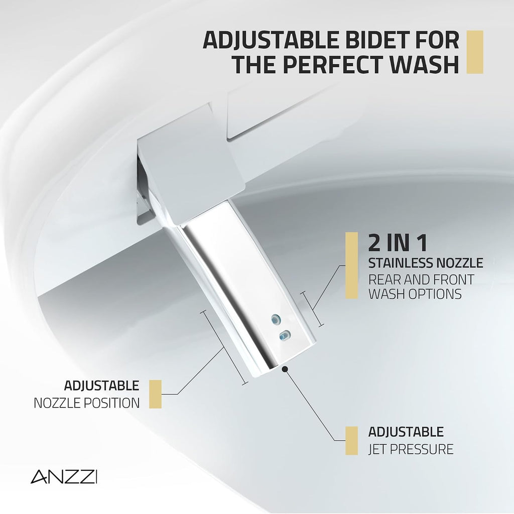 ANZZI Juno Smart One-Piece Toilet and Bidet Set White 26 in Heated Seat Front & Rear Wash Warm Air Dryer Foot Sensor Auto Flush Remote Control Soft-Close Lid Self-Cleaning Nozzles | TL-ST823WH