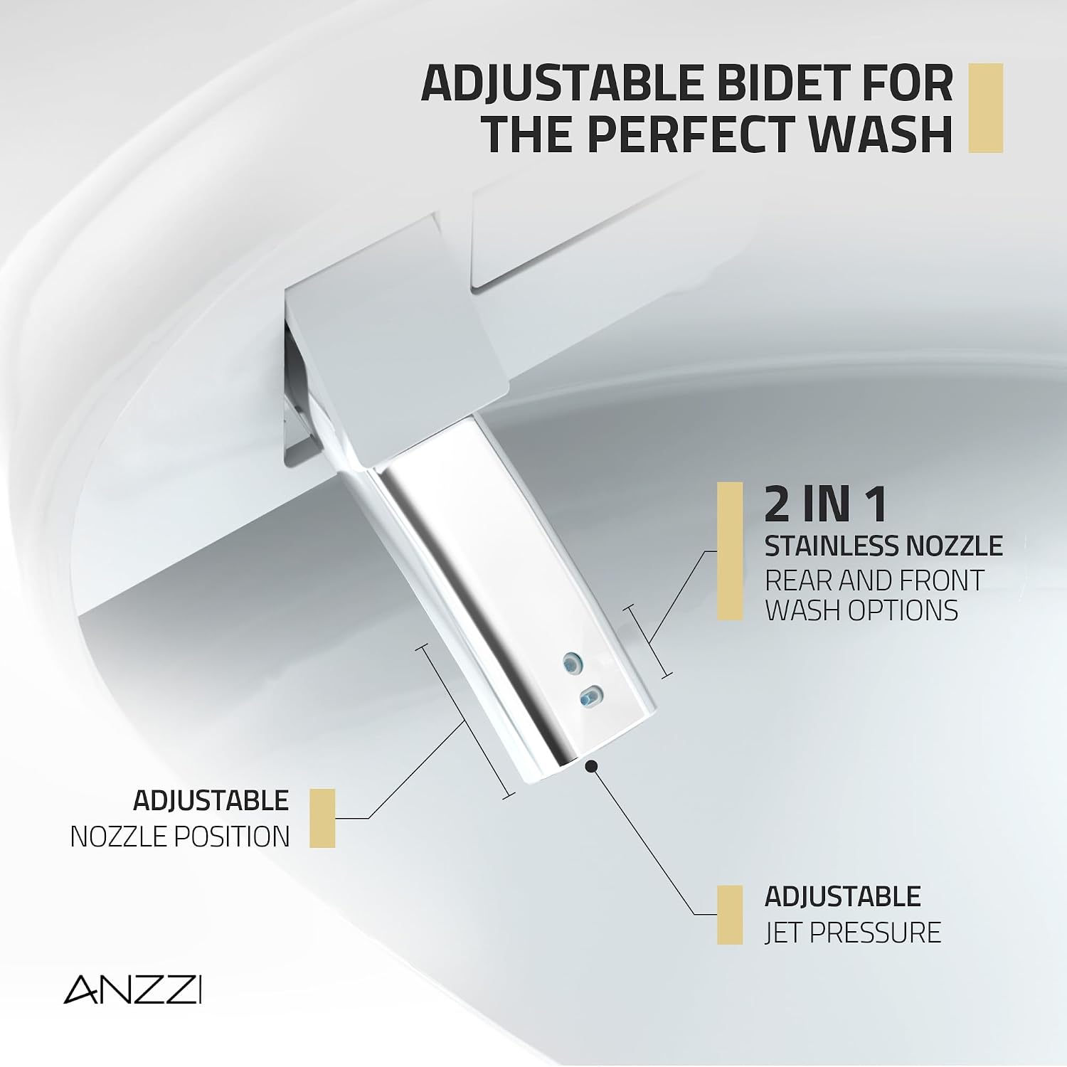 ANZZI Juno Smart One-Piece Toilet and Bidet Set White 26 in Heated Seat Front & Rear Wash Warm Air Dryer Foot Sensor Auto Flush Remote Control Soft-Close Lid Self-Cleaning Nozzles | TL-ST823WH