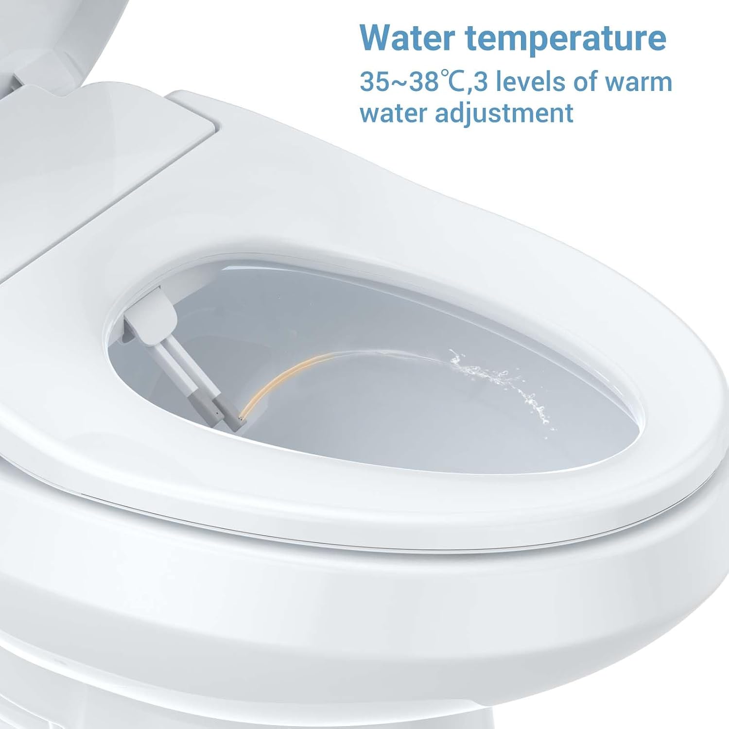 Smart Bidet Toilet Seat Elongated – Electric Heated Toilet Seat with Soft Close Lid,Warm Water,Dual-Nozzle Rear & Feminine Wash, Night Light, Easy Installation PP Electric Bidet Seat for Home Bathroom