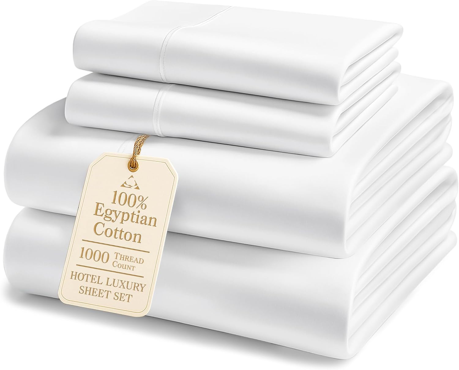 LANE LINEN 100% Cotton California King Sheet Sets - 1000 Thread Count, Soft & Comfy Luxury Hotel Like Thick Fully Elasticized Bed Sheet, No Pill Fade Resistant Oeko Tex Certfied Cal King Sheet - White