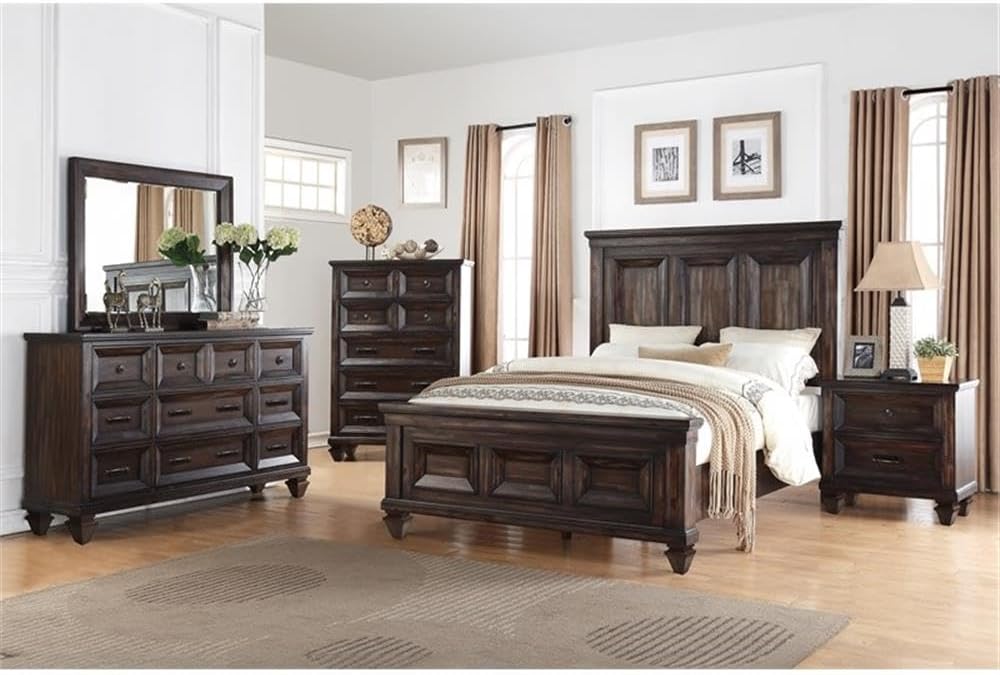 New Classic Furniture Sevilla 6-Piece Wood King Bedroom Set in Walnut