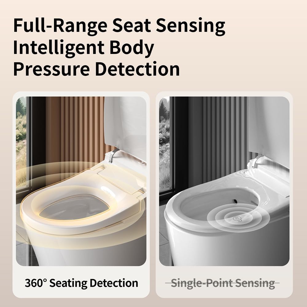 Smart Toilet Bidet with Auto Open Close One Elongated Toilet with Tank Built in,with Warm Water Sprayer and Dryer, Instant Warm Water,Heated Seat,CSA,Power Outage Flushing Mode