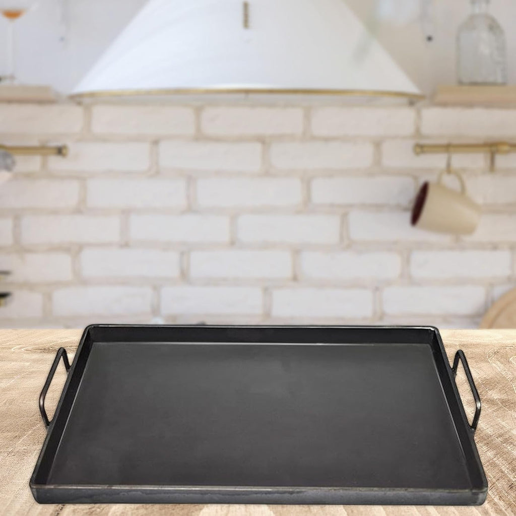 Grilling Pan, Flat Top Plate with Handle,Utility Accessories, Iron Griddle Pan for Gas Grill Indoor Camping Outdoor