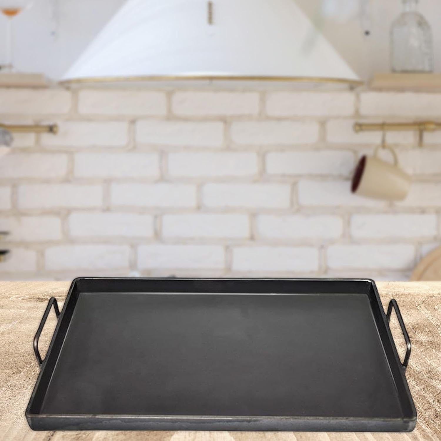 Grilling Pan, Flat Top Plate with Handle,Utility Accessories, Iron Griddle Pan for Gas Grill Indoor Camping Outdoor
