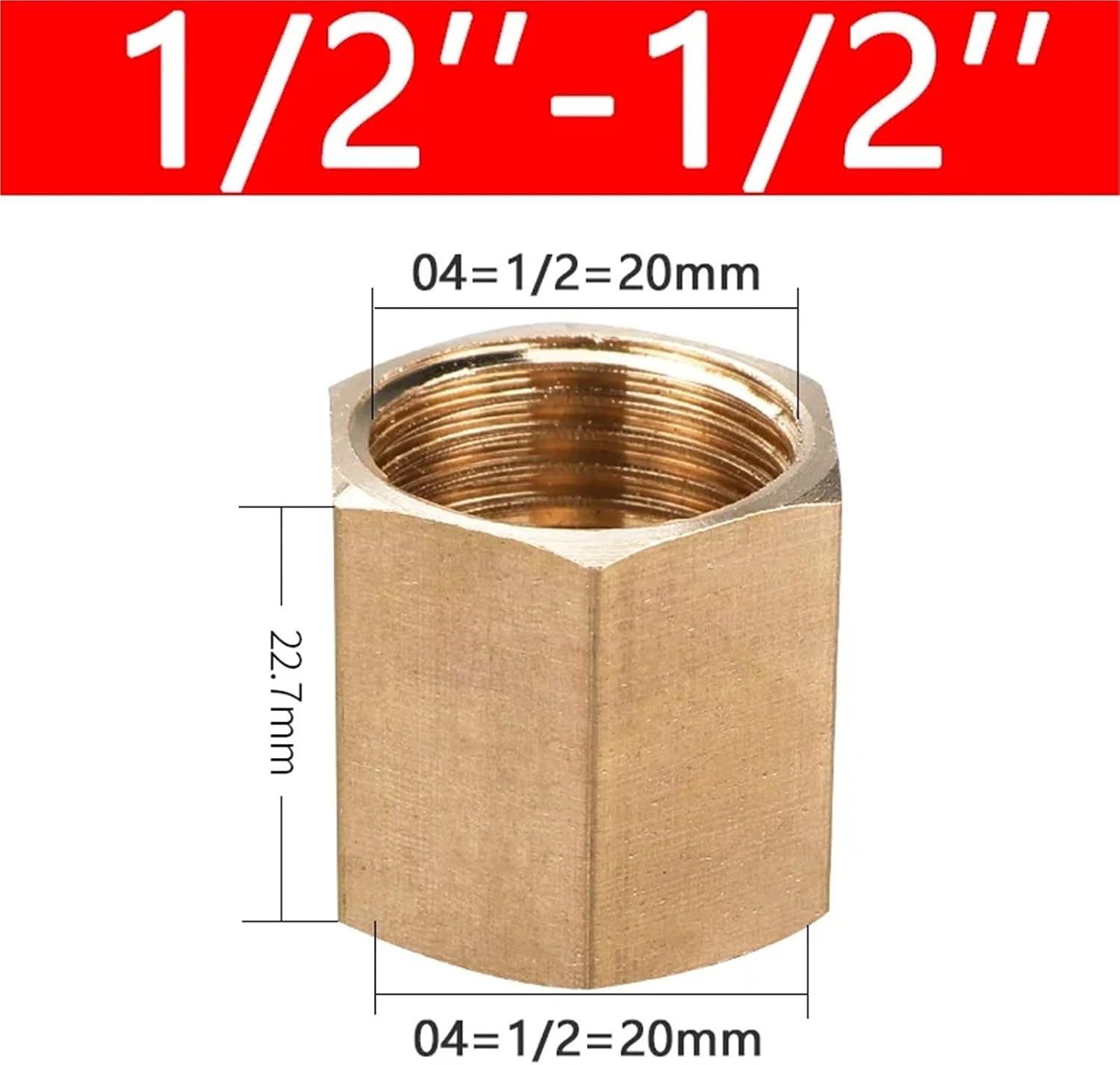 10/50Pcs Female Thread Brass Pipe Fittings Hex Nut Rod Connector 1/8 1/4 3/8 1/2 3/4 Inch Coupling For Water Fuel Gas(04-04,10 pcs)