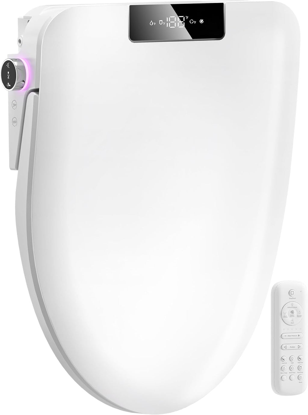 Bidet Toilet Seat with Instant Warm Water Wash, Electric Heated Toilet Seat with Soft Closed Lid,Multiple Cleaning Modes,Warm Air Dryer,Soft Closed Lid, Saved User Settings,Easy Installation (White)