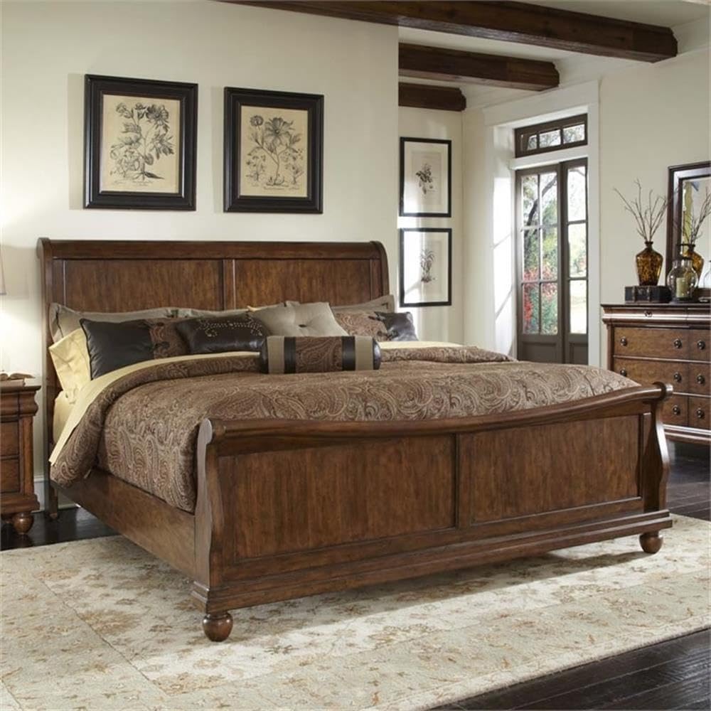 Liberty Furniture Industries Rustic Traditions King Sleigh Bed, Cherry