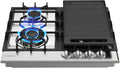GASLAND 24 Inch Gas Cooktop with Griddle, 4 Sealed Burners Stovetop, LPG/NG Convertible Dual Fuel Natural Gas Hob, Heavy Duty Cast Iron Grates, Electronic Ignition, Zinc Alloy Knobs, Stainless Steel