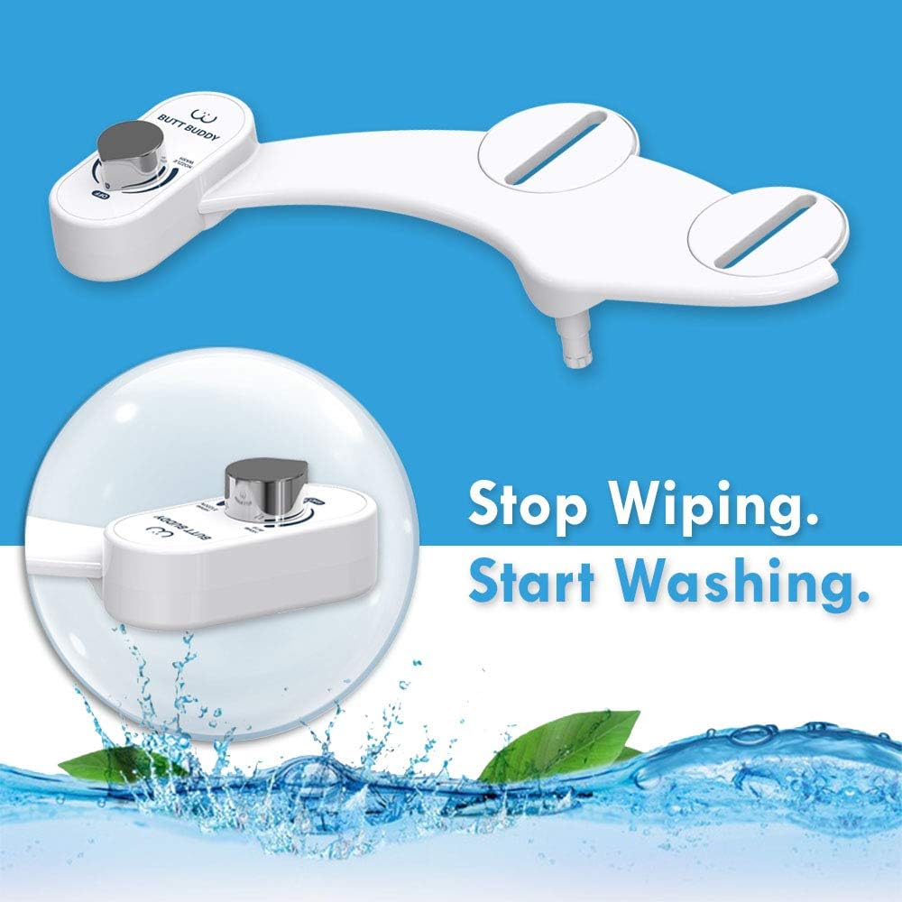 BUTT BUDDY (2 Pack) - Bidet Toilet Seat Attachment & Fresh Water Sprayer (Easy to Install | Non-Electric | Self-Cleaning Nozzle | Gentle Wash | Save Paper & Money | Healthy Life, Sanitary Bathroom)
