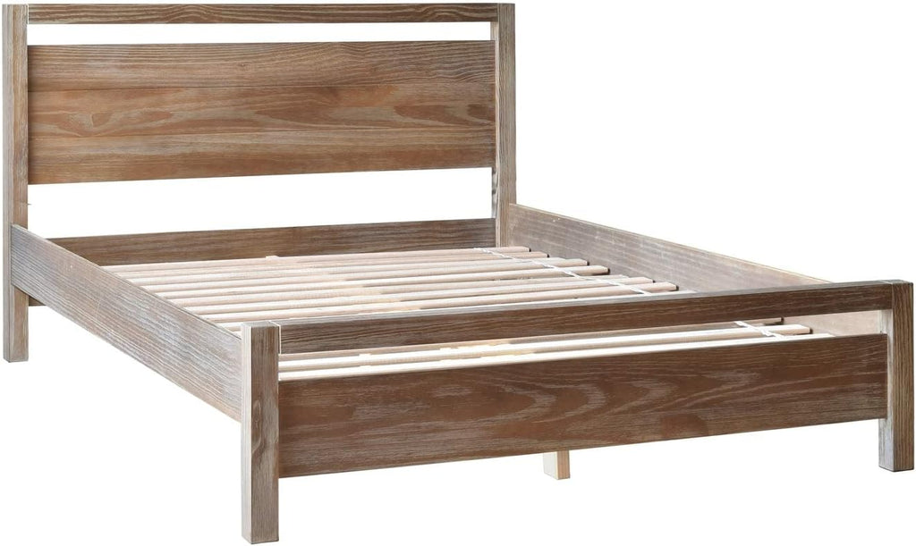 Grain Wood Furniture Loft Queen Size Solid Wood Bed, Weathered Pine