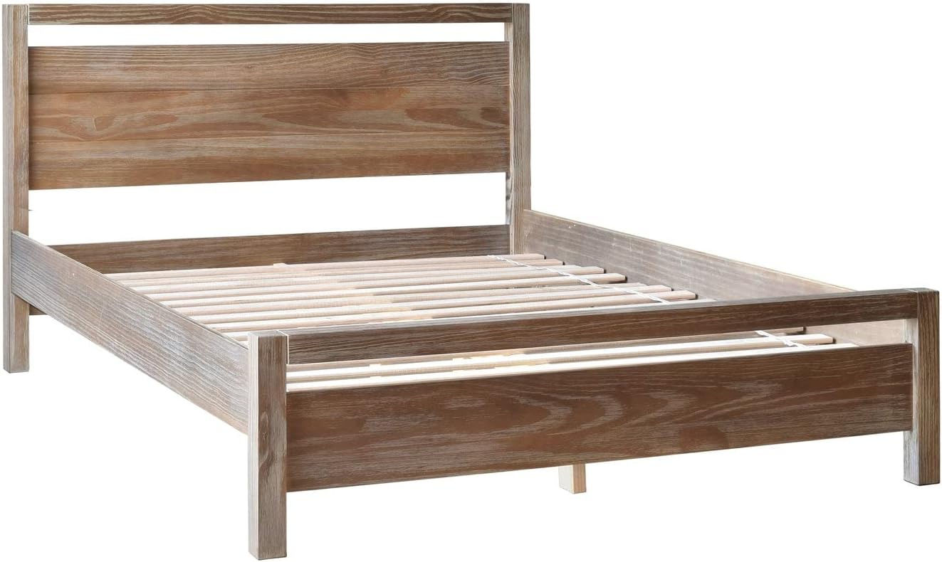 Grain Wood Furniture Loft Queen Size Solid Wood Bed, Weathered Pine
