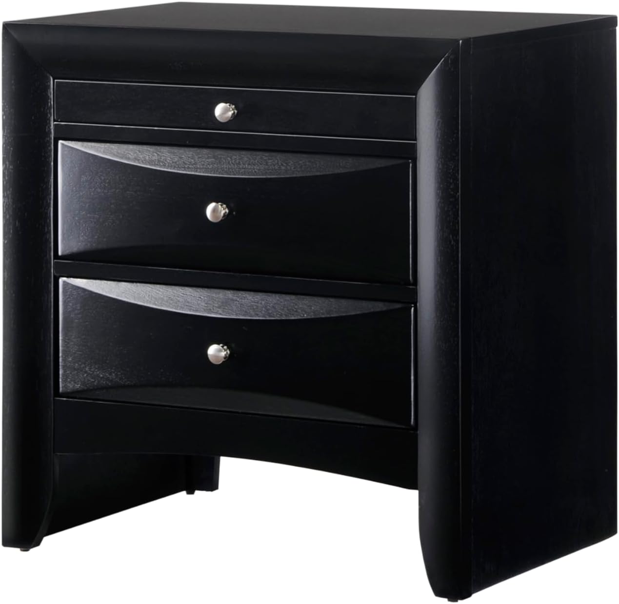 6pc Master Bedroom Set Black Finish Solid Wood Platform King Size Captain's Bed Wooden Furniture