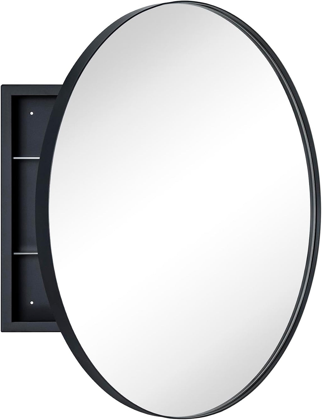 Surface Mount Black Round Circle Bathroom Medicine Cabinet with Mirror Circlular Shaped Stainless Steel Metal Framed Medicine Cabinets Bathroom Cabinet with Mirror 24'' Diameter