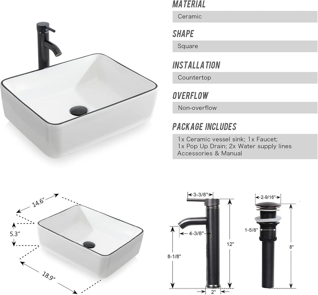 UEV 42' Rustic Brown Bathroom Vanity with Sink Combo,Industrial Iron Frame Bathroom Cabinet Sets with 3 Drawers Side Cabinet,Modern Artistic Ceramic Vessel Sink(031WH)