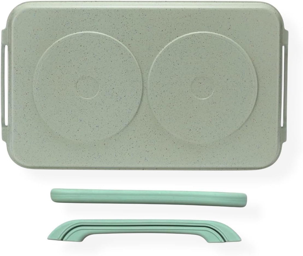 19' Induction Double Burner Griddle 8-Layer Nonstick Marble Grill Pan for All Stovetops Cast Aluminum Comal for Pancakes & Tortillas - Includes Free Handles (Green Comal, Green Handle)