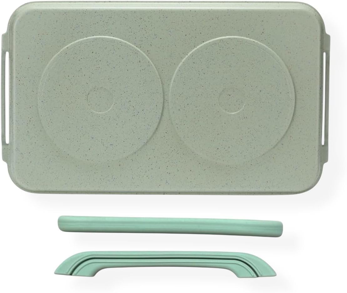 19' Induction Double Burner Griddle 8-Layer Nonstick Marble Grill Pan for All Stovetops Cast Aluminum Comal for Pancakes & Tortillas - Includes Free Handles (Green Comal, Green Handle)