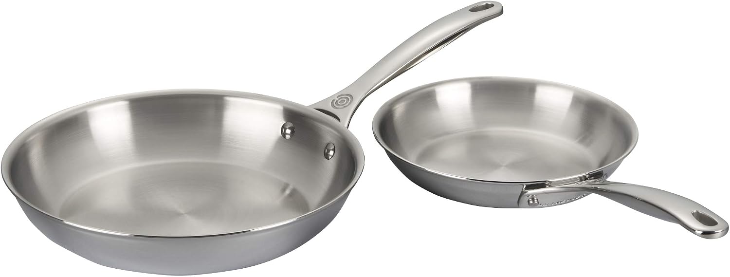 Le Creuset Tri-Ply Stainless Steel 2 pc. Fry Pan Set, (8' Fry Pan & 10' Fry Pan)